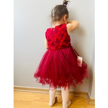 Taha Kids  Minik Prenses Model Kız Çocuk Abiye Kırmızı