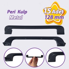 Glaswen 15 Adet Peri Kulp 128 mm Siyah Mutfak Kulpu Çekmece Dolap Kapak Kulbu Metal Mobilya Dolabı Kulpları