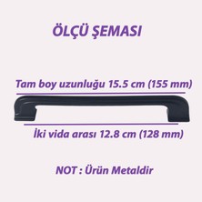 Glaswen 15 Adet Peri Kulp 128 mm Siyah Mutfak Kulpu Çekmece Dolap Kapak Kulbu Metal Mobilya Dolabı Kulpları