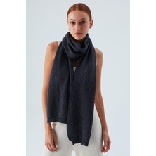 Peraluna NOMI SCARF Selanik Örgü Kaşmir Karışımlı Yumuşak Kadın Triko Atkı - Antrasit