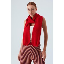 Peraluna NOMI SCARF Selanik Örgü Kaşmir Karışımlı Yumuşak Kadın Triko Atkı - Kırmızı