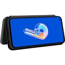 Colorful Shop Asus Zenfone 9 Için Kılıf Deri Folio Flip Case Manyetik Karbon Fiber (Yurt Dışından)