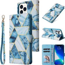 Colorful Shop Ile Uyumlu iPhone 13 Pro Premium Mermer Vintage Pu Deri Manyetik Kapatma Kılıfı Kayışlı Kapaklı (Yurt Dışından)