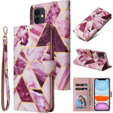 Colorful Shop Ile Uyumlu iPhone 11 Premium Mermer Vintage Pu Deri Manyetik Kapatma Kılıfı Kayışlı Kapaklı (Yurt Dışından)