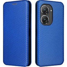 Colorful Shop Asus Zenfone 9 Için Kılıf Deri Folio Flip Case Manyetik Karbon Fiber (Yurt Dışından)