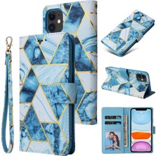 Colorful Shop Ile Uyumlu iPhone 11 Premium Mermer Vintage Pu Deri Manyetik Kapatma Kılıfı Kayışlı Kapaklı (Yurt Dışından)