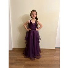 Taha Kids Melek Model Kız Çocuk Abiye Mürdüm