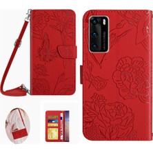 Colorful Shop Kart Tutucu ve Uzun Kayış Deri Yumuşak ile Huawei P40 Telefon Kılıfı (Yurt Dışından)