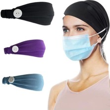 BERG Unisex Yüz Maskesi Kulak Rahatlatıcı Saç Bandı Tutucu Maske Düğmeli Bandana