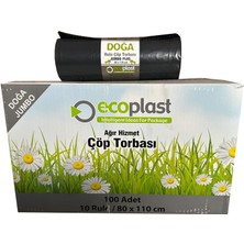 Ecoplast Jumbo Boy Siyah Çöp Torbası Poşeti - 700 Gr. - 90 Litre - 80 x 110 cm / 10 Adetlik 10 Rulo