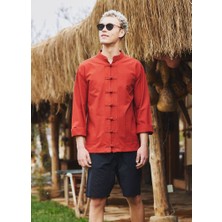 Clandestino Düğme Detaylı Bohem Gömlek Turuncu