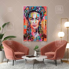 SML Tablo Frida Kahlo Renkli Portresi Abstract Ressam Portre Dikey Kanvas Tablo