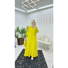 First Birinci Kalite Medine Ipeği Kumaştan Kemerli Abaya ve Içlik Elbise Şahane Ikili Takım