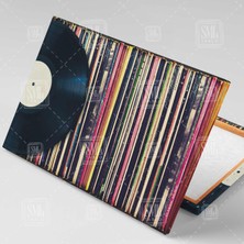 SML Tablo Nostalji Müzik Plak Arşivi Eski Taş Plak Yatay Kanvas Tablo