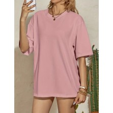 Woodroffe Kadın Basic Bisiklet Yaka Salaş Oversize Boyfriend T-Shirt