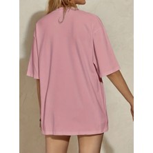 Woodroffe Kadın Basic Bisiklet Yaka Salaş Oversize Boyfriend T-Shirt