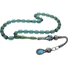 Gümüş Hediye Al 1000 Ayar Gümüş Kazaz Püsküllü Uçlu Kapsül Kesim Şeffaf Turkuaz Ateş Kehribar Tesbih