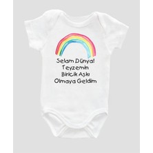 Outdoor One Organik  Pamuk Selam Dünya Teyzemin Aşkı Olmaya Geldim Baskılı Bebek Body Kısa Kollu Çıtçıtlı Badi Zıbın ZBN027