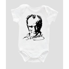 Outdoor One Organik  Pamuk Atatürk Baskılı Bebek Body Çıtçıtlı Badi Zıbın Tulum ZBN031