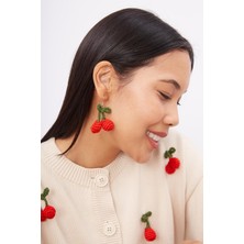 Peraluna Cherry Earrıngs El Yapımı Kiraz Küpe - Kırmızı