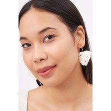 Peraluna ISABEL EARRINGS Tığ İşi Yaprak Küpe - Ekru