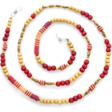 Gümüş Hediye Al El Yapımı Kırmızı Renk Geçişli Etnik Ahşap Kombinli Otantik Gözlük Askısı