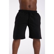 Meri Erkek Pamuklu Penye Şort Regular Fit Şort Siyah SRT01