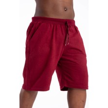 Meri Erkek Pamuklu Penye Şort Regular Fit Şort Bordo SRT01