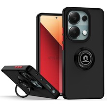 Eabhulie Xiaomi Redmi Note 13 Pro 4g Için Yüzük Stand Mat Sert Silikon Telefon Kılıfı - Siyah Kırmızı (Yurt Dışından)