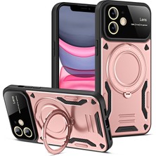 Eabhulie iPhone 11 Için Çift Katmanlı Manyetik Halka Lens Standı Telefon Kılıfı - Rose Gold (Yurt Dışından)