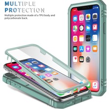 Eabhulie iPhone x / iPhone Xs Için Çift Katmanlı Slayt Lens Kapak Halka Tutucu Standı ile Telefon Kılıfı - Yeşil (Yurt Dışından)