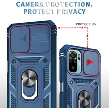 Eabhulie Xiaomi Redmi Note 10 Pro/note 10 Pro Max Için Çift Katmanlı Slayt Lens Kapak Halka Tutucu Standı ile Telefon Kılıfı - Mavi (Yurt Dışından)