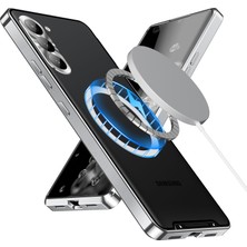 Eabhulie Samsung Galaxy S24+ Için Metal Pc Arka Lens Koruma Manyetik Kablosuz Şarj Cihazı Telefon Kılıfı Gümüş (Yurt Dışından)
