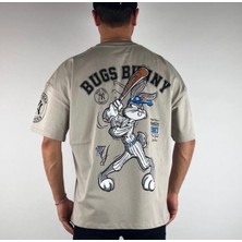 Amor Man Büyük Beden Özel Tasarım Bugs Bunny Sırt Baskılı %100 Pamuk Serin Tutan Battal Erkek T-Shırt