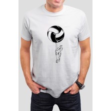 T-35 Voleybol Baskılı Beyaz Unisex Tişört C463