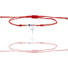 Söğütlü Silver Gümüş Rodyumlu Zirkon Taşlı Nazarlı Kutup Yıldızı Ipli Şans Bileklik SGTL12439RODAJ