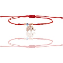 Söğütlü Silver Gümüş Rose Zirkon Taşlı Nazarlı Fil Ipli Şans Bileklik SGTL12449ROSE