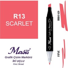 Masis Twin Çift Uçlu Marker Kalemi 13 Scarlet