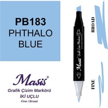 Masis Twin Çift Uçlu Marker Kalemi 183 Phthalo Blue