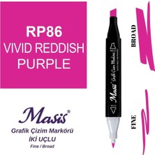 Masis Twin Çift Uçlu Marker Kalemi 86 Vivid Reddish Purple