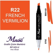 Masis Twin Çift Uçlu Marker Kalemi 22 French Vermilion