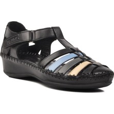 Venüs 23033319Y Siyah  Deri Kadın Sandalet