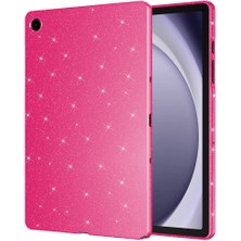 Case 4u Galaxy Tab S9 Fe Simli Parlak Görünümlü Tablet Koton Kılıf Koyu Pembe