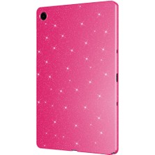 Case 4u Galaxy Tab S9 Fe Simli Parlak Görünümlü Tablet Koton Kılıf Koyu Pembe