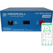 Megacell Megacell-Lifepo4 Metal Kasa Bluetooth 12,8V 300AH Lityum Demir Fosfat Akü