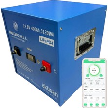 Megacell Megacell-Lifepo4 Metal Kasa Bluetooth 12,8V 400AH Lityum Demir Fosfat Akü