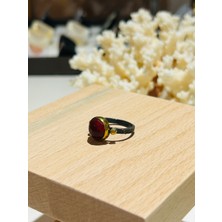 Luna Jewellery Lal Taşlı Gümüş Yüzük
