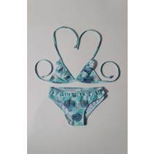 Luess Kız Çocuk Daire Baskılı Bikini