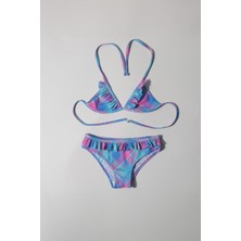 Luess Kız Çocuk Ekose Desenli Bikini