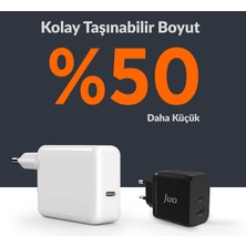 Juo 45W Gan Usb-C + Usb-A Şarj Aleti iPhone & iPad & Macbook & Samsung Uyumlu Pd Type-C Hızlı Şarj Cihazı Siyah